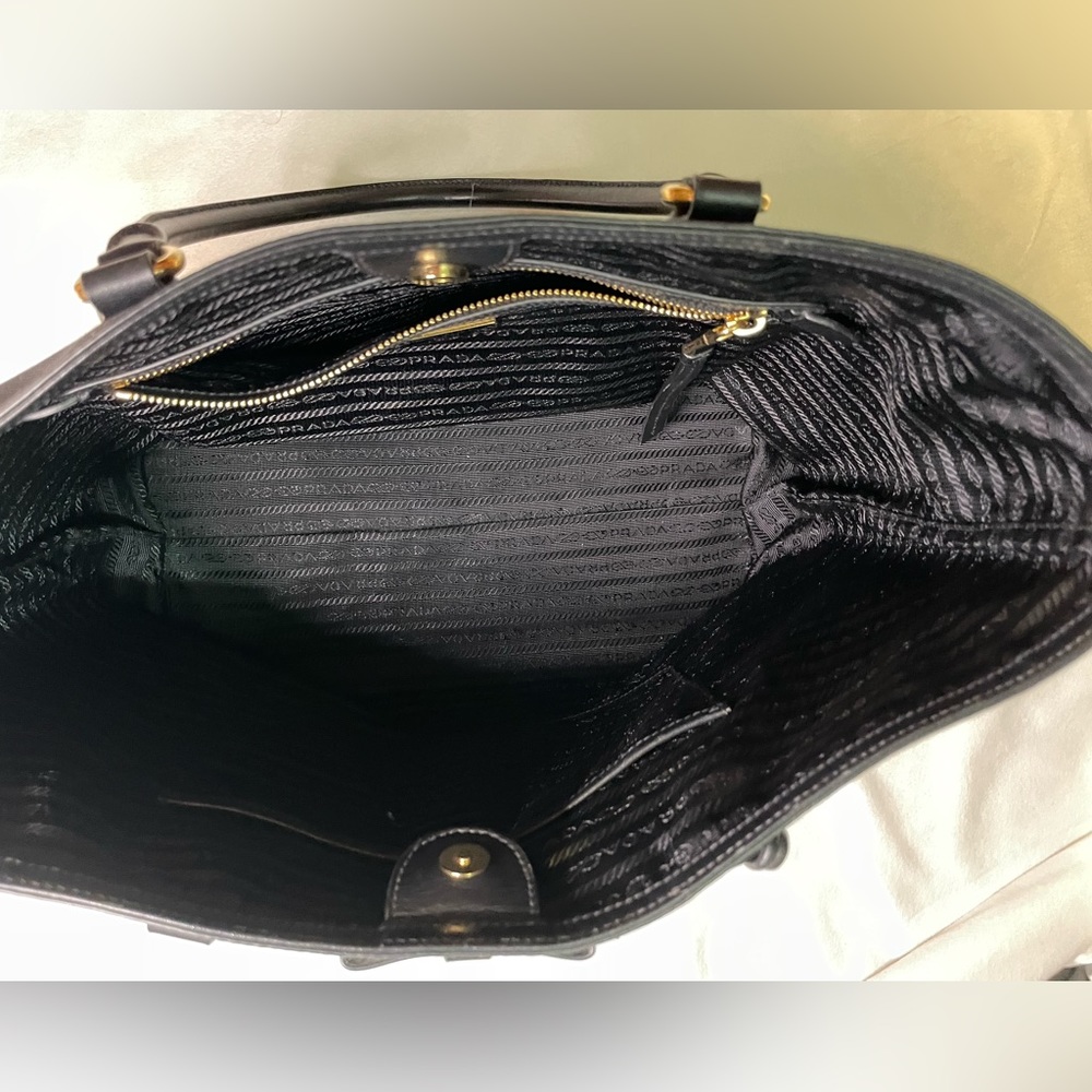 Prada Black Logo Jacquard Canvas Tote Bag π€ - Picture 4 of 13